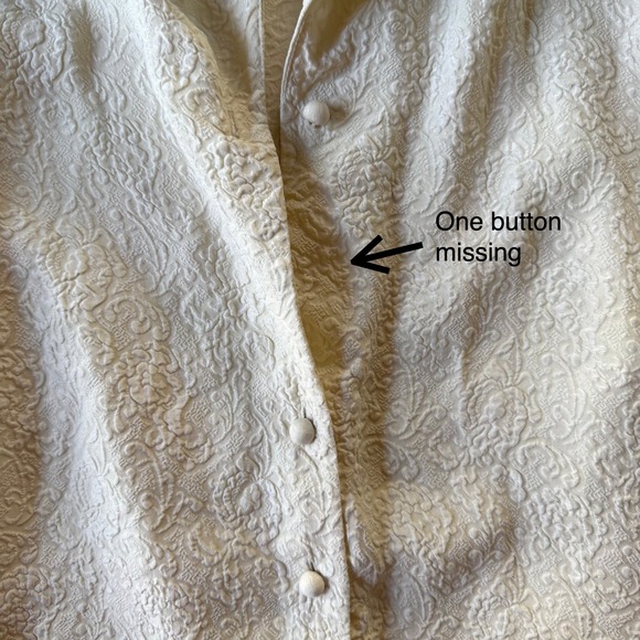 Vintage Talbots Cream Jacquard Silk Button Up Shirt Blouse Size 6 - Picture 6 of 11